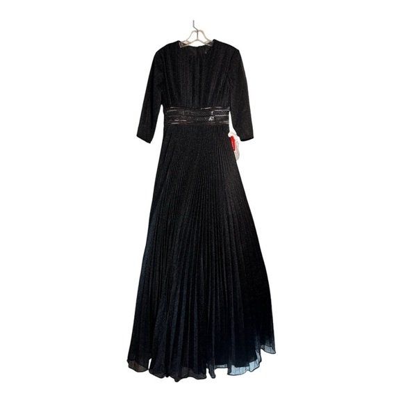 Mac Duggal Shimmering Pleated A-Line Gown in Black NWT - Picture 2 of 11